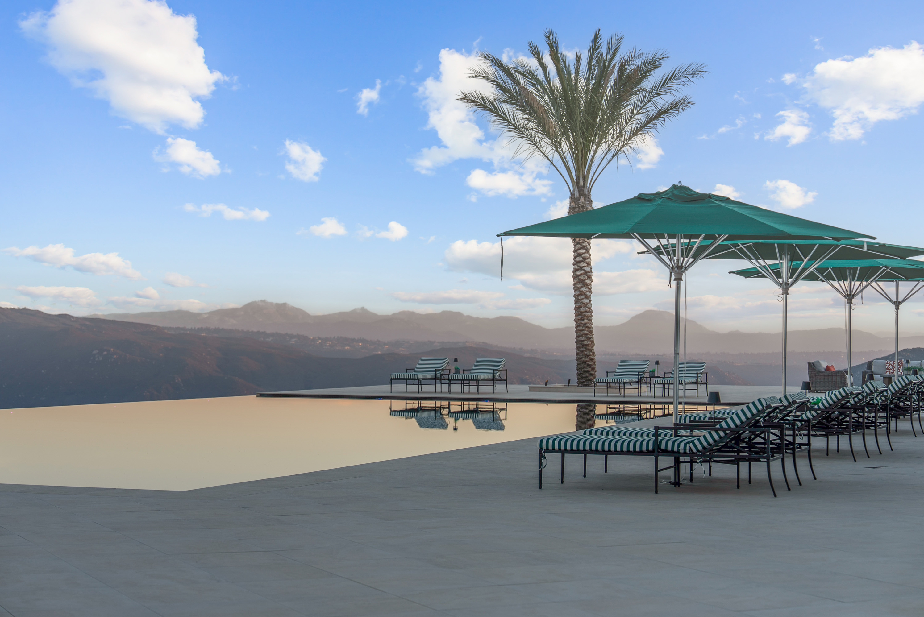 Pool terrace at golden hour